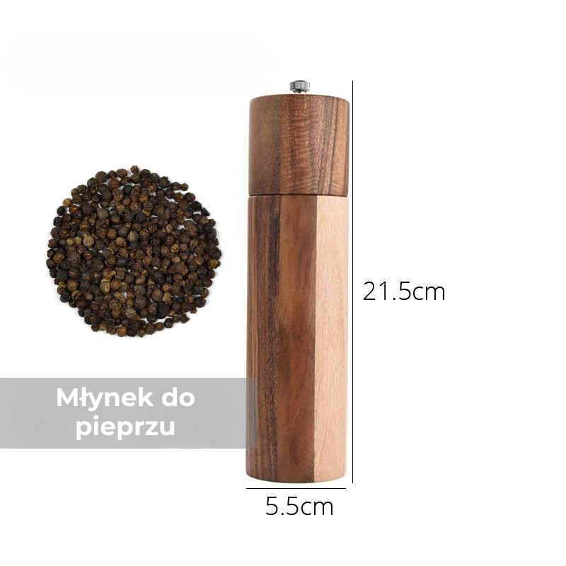 Młynki do soli i pieprzu z drewna akacjowego